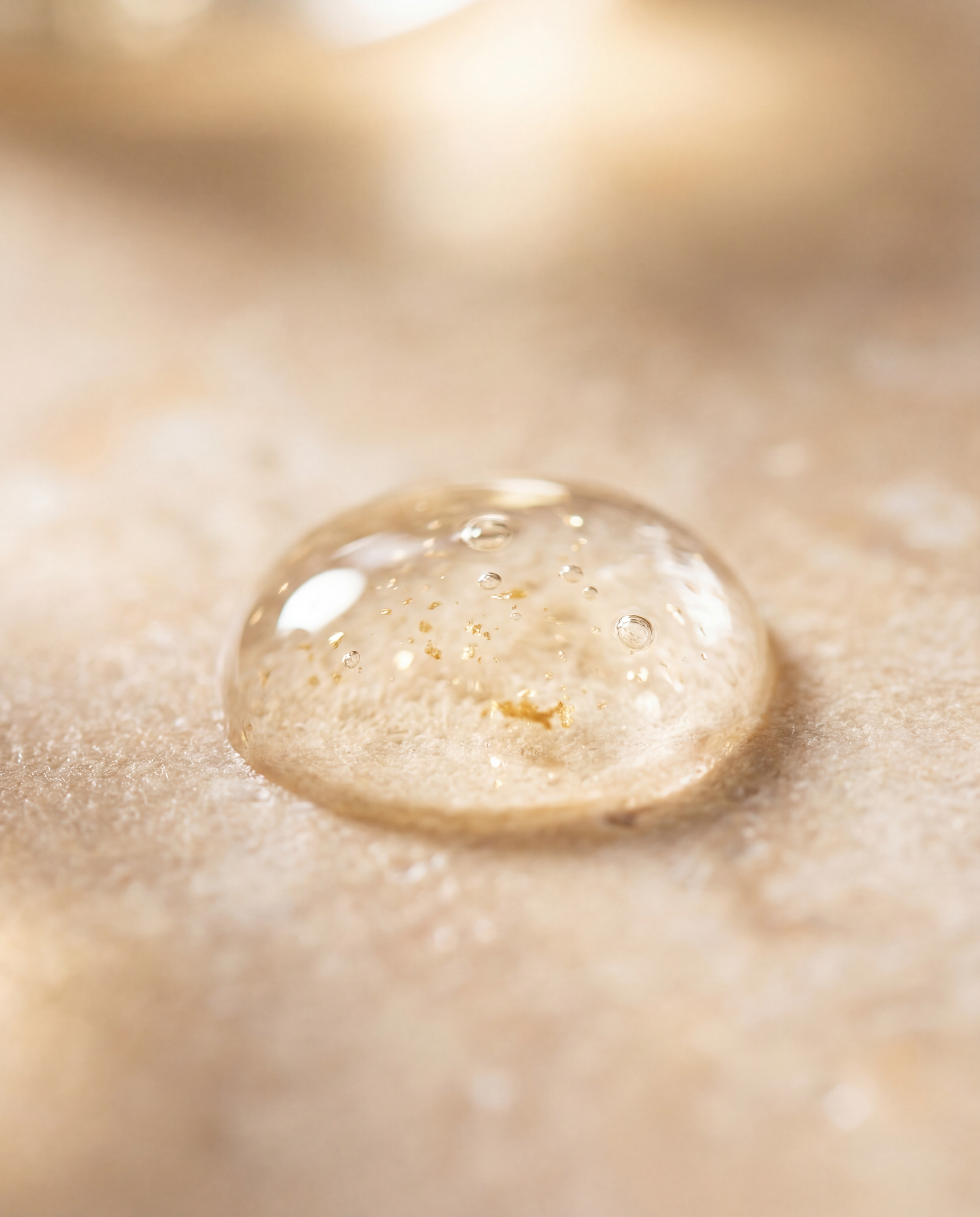 Close-up of a droplet on skin with a soft focus background