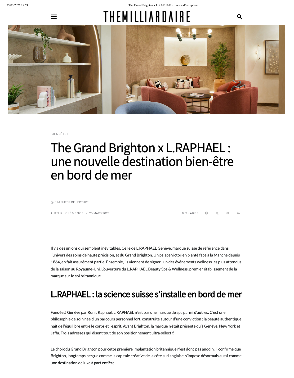 L.RAPHAEL AT THE GRAND BRIGHTON Milliardaire - March 2026