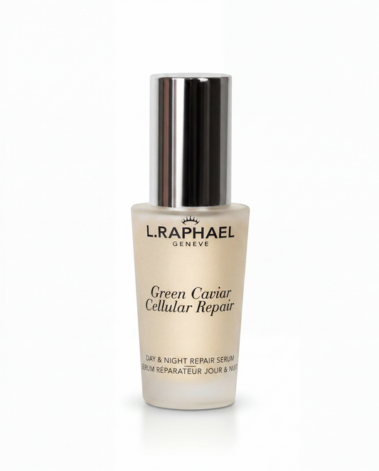 L.RAPHAEL Green Caviar Cellular Repair serum bottle on a white background