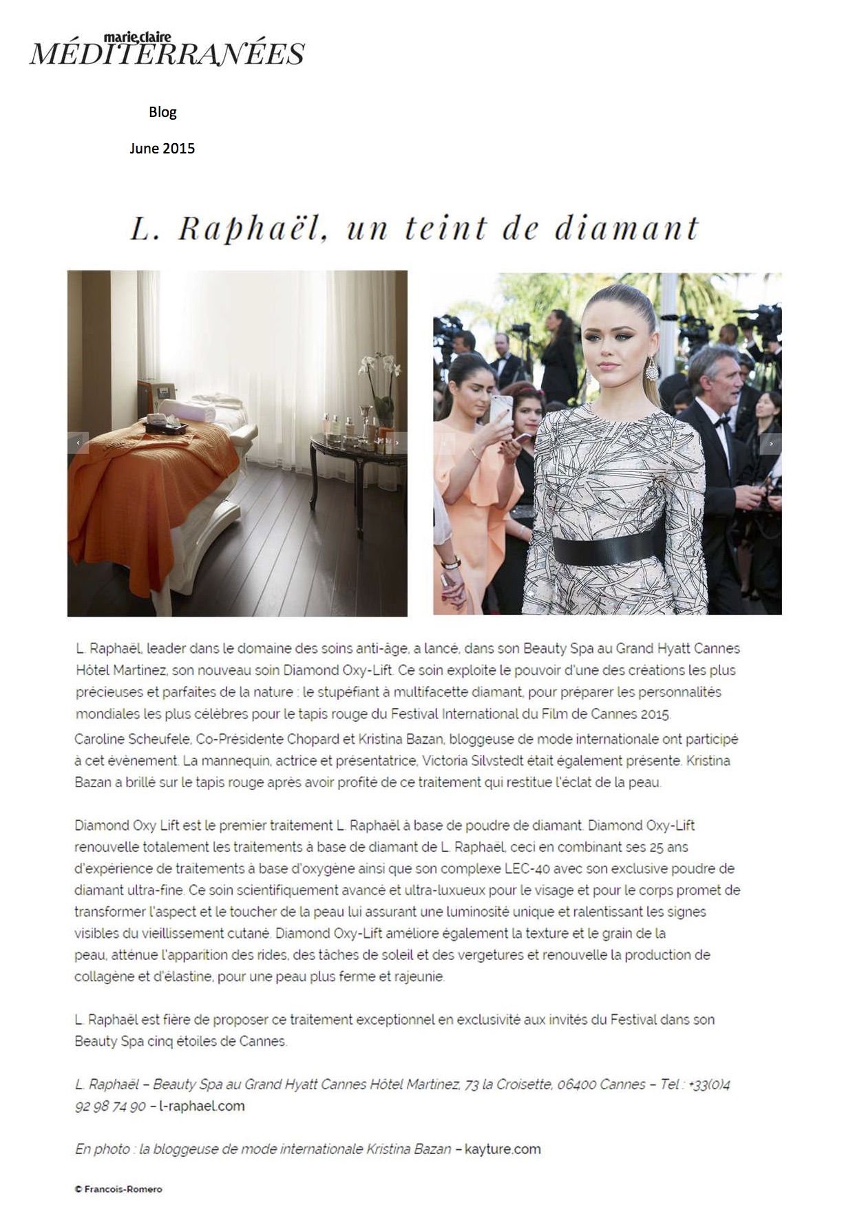 Blog Marie-Claire - Juin 2015