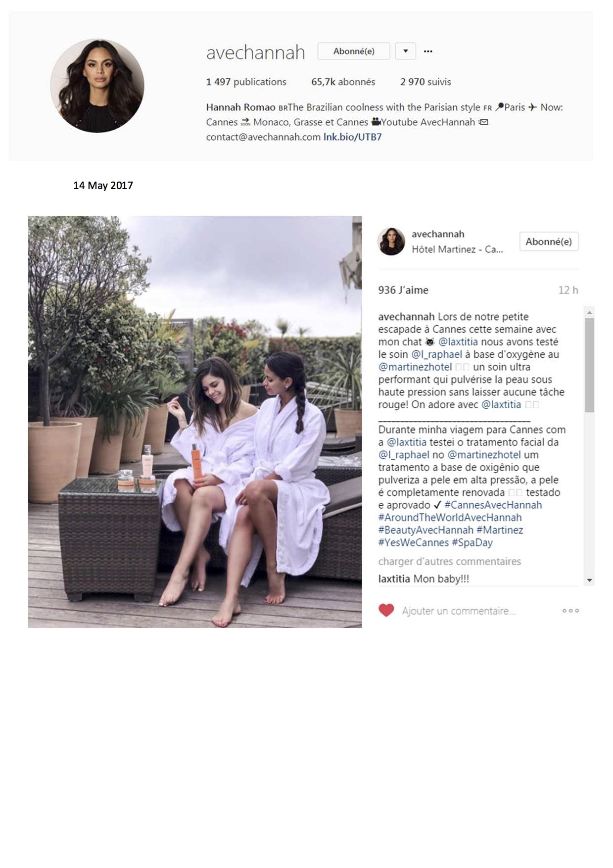 Instagram avechannah - Mai 2017