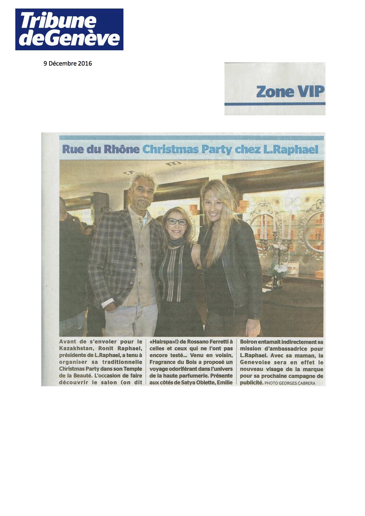 - La Tribune de Genève - Decembre 2016
