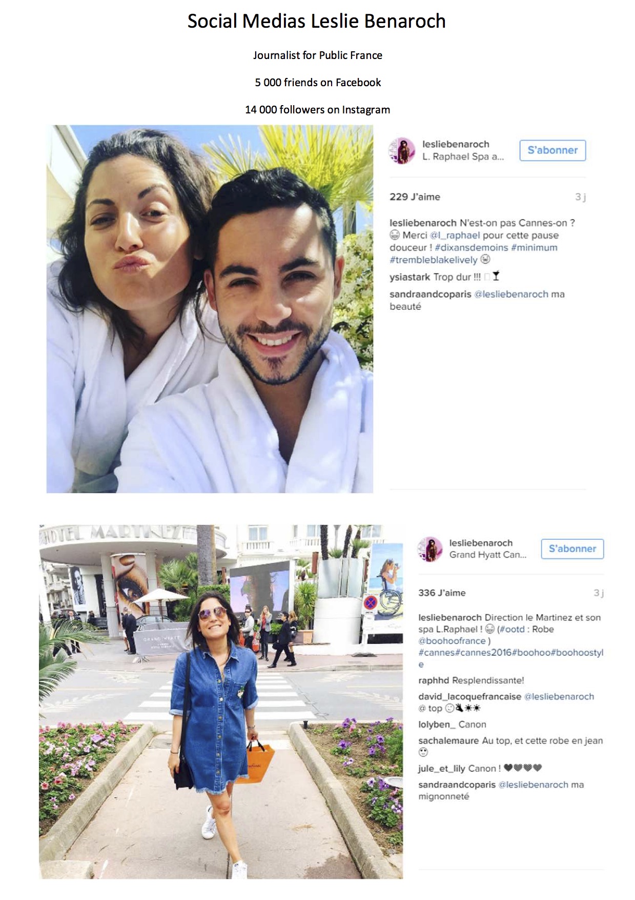 Social Medias Leslie Benaroch - Mai 2016