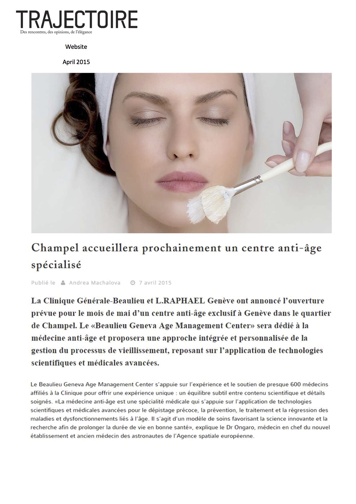 Trajectoire - Avril 2015