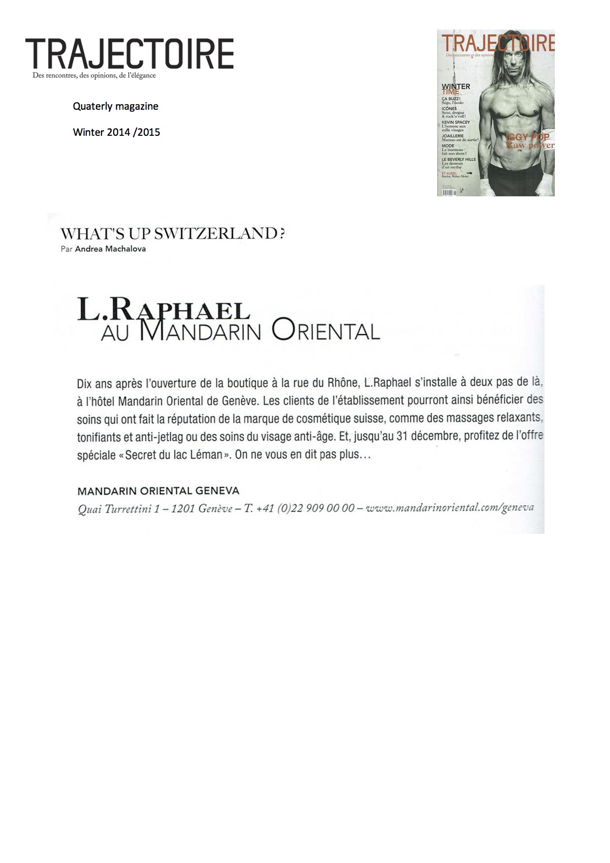 Trajectoire - Hiver 2014/15