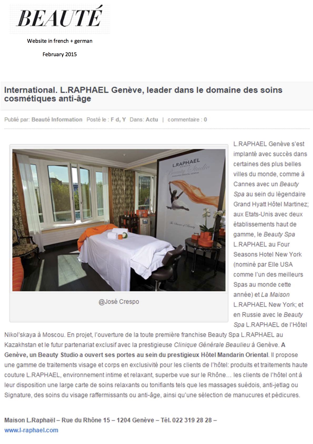 Beauté - Février 2015