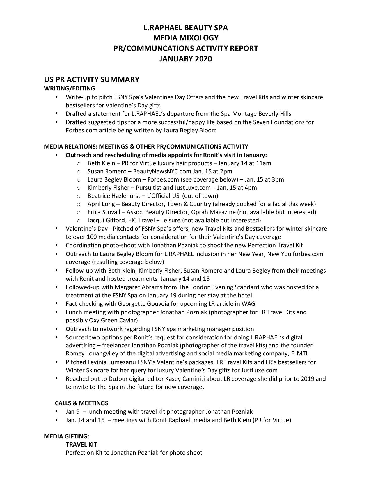 LR month end activity summary